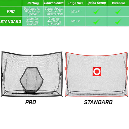 GoSports Golf Practice Hitting Net - Choose Between Huge 10 x 7 ft or 7 x 7 ft Nets - Personal Driving Range for Indoor or Outdoor Use - Designed by Golfers for Golfers