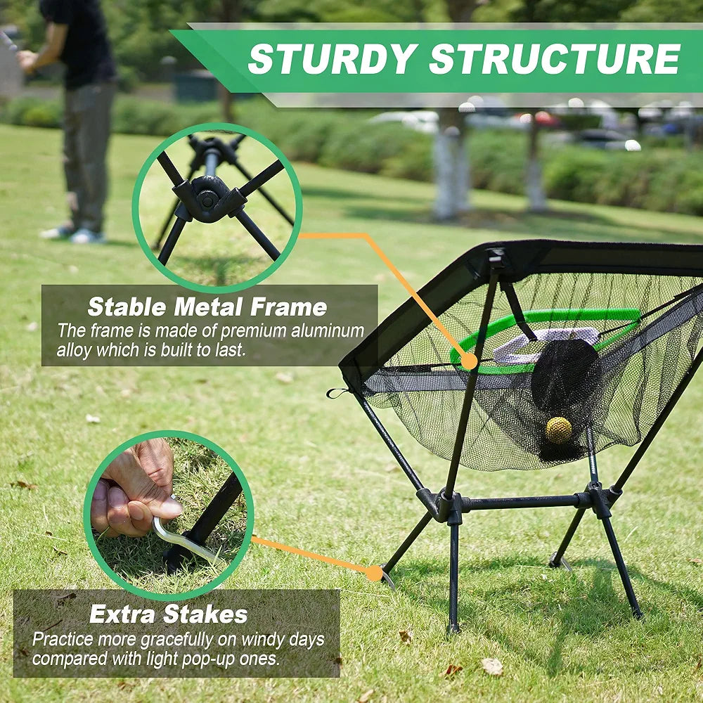 Foldable Chipping Net and Mat & Portable 3 Holes Putting Mat