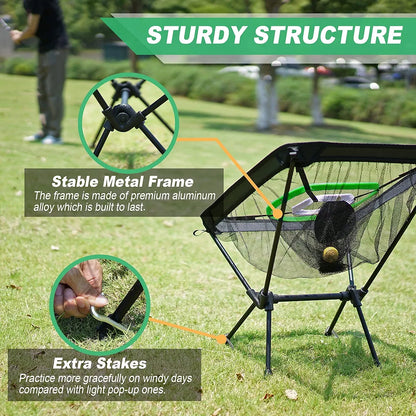 Foldable Chipping Net and Mat & Portable 3 Holes Putting Mat