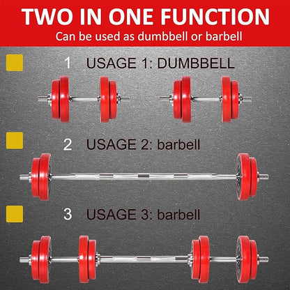 Soozier Adjustable Dumbbell Set, Convertible to Barbell Weight Set for Home Gym Women and Men Weight Lifting Training