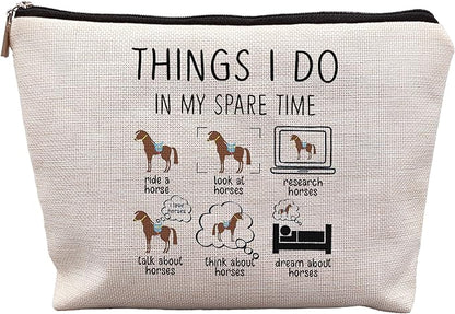 Horse Makeup Bag,Horse Stuff,Horse Gifts For Women,Cowgirl Gifts,Gifts For Horse Lovers,Animal Lovers Gifts For Women,Things I Do In My Spare Time Makeup Bag