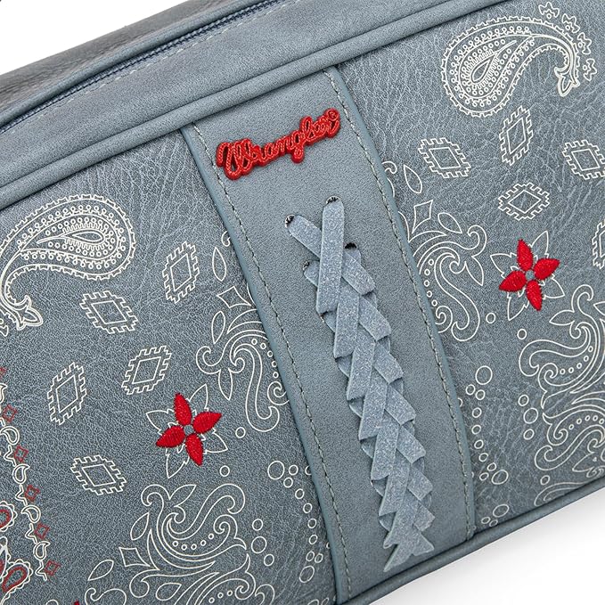 Wrangler Makeup Pouch Bag Mini Western Toiletry Purse Cosmetic Organizer Paisley Travel Pouch for Women