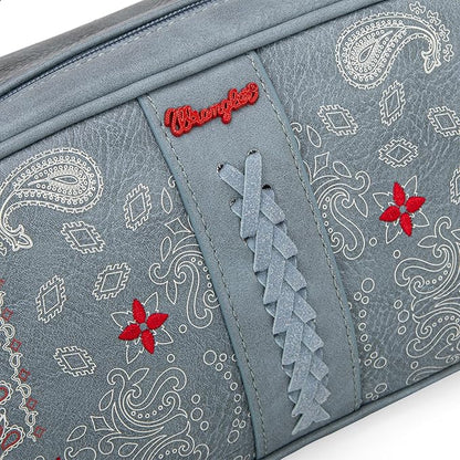 Wrangler Makeup Pouch Bag Mini Western Toiletry Purse Cosmetic Organizer Paisley Travel Pouch for Women