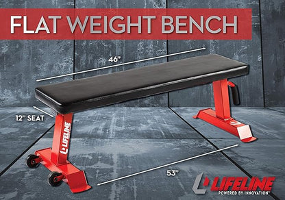 Lifeline Flat Weight Bench Heavy Duty 11-Gauge Steel