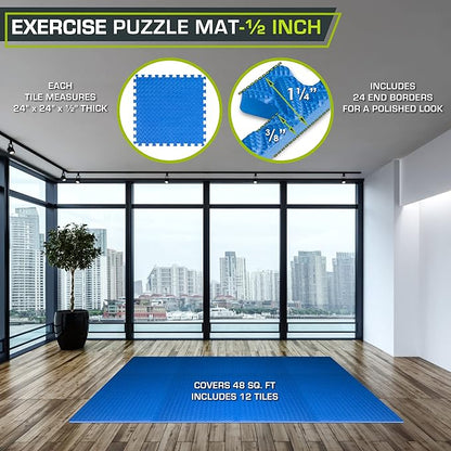 ProsourceFit Puzzle Exercise Mat Â½ in