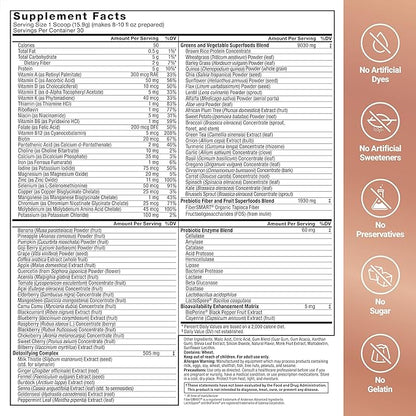 FORCE FACTOR Smarter Greens Superfoods + Digestion Powder, 3-Pack, Greens Powder with 2 Billion Probiotics, Digestive Enzymes, and Antioxidants to Detox, Cleanse, and Support Immunity, 90 Servings