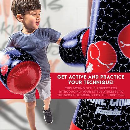 Franklin Sports Inflatable Punching Bag & Bopper Glove Set - Perfect for Kids & Toddlers - Oversized Boxing Bag & Gloves Small