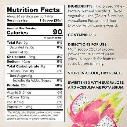 Myprotein Clear Whey Isolate Protein Powder, 1.1 Lb (20 Servings) Tropical Dragonfruit, 20g Protein per Serving, Naturally Flavored Drink Mix