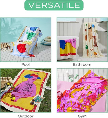 Bedsure U Series 100% Cotton Beach Towel 35"x70"