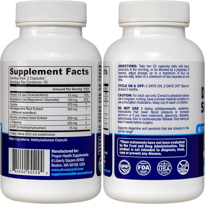 Serotonin and Dopamine Supplements, Better Than Dopamine or Serotonin Support Only. Helps Maintain Normal Neurotransmitter Levels. Mucuna Pruriens, 5-HTP, 60 Capsules Women Men