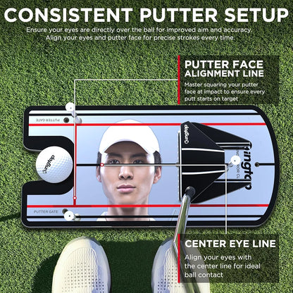 KINGTOP Golf Putting Mirror - Alignment Putting Training Aids for Consistency & Accuracy - Ideal for Indoor | Outdoor Practice, with Carry Bag and Golf Tees