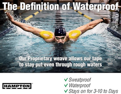 Hampton Adams | As Seen on Shark Tank | Elastic Kinesiology Tape (2-Pack) | Uncut Athletic Tape Supports & Protects Muscles Knees Shoulders & Plantar Fasciitis | Waterproof Hypoallergenic (Yellow)
