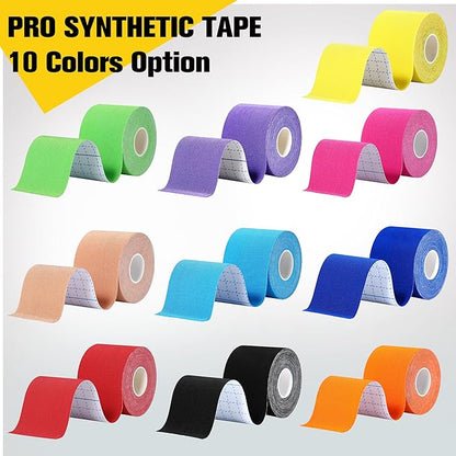 Pro Synthetic Kinesiology Tape 1 Roll, Athletic Sports Tape for Muscle Joint Support, Pain Relief for Knee Elbow Wrist Ankle, 2 in x 16.4 Ft, Beige