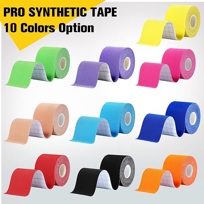 Pro Synthetic Kinesiology Tape 2 Rolls, Athletic Sports Tape for Muscle Joint Support, Pain Relief for Knee Elbow Wrist Ankle, 2 in x 16.4 Ft, Orange