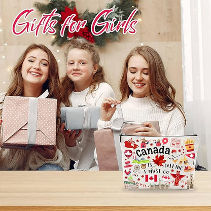 Canada Souvenirs Cosmetic Bags For Women，Canada Is Calling I Must Go, Makeup Organizer Bag, Toiletry Pouch, Small Travel Storage Bag, Canada Themed Gifts, Women Essentials - D06