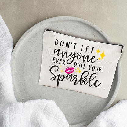 Positive Makeup Bag - Don't Let Anyone Ever Dull Your Sparkle - Girl Power Cosmetic Bag, Quotes Toiletry Bag, Gift For Girls, Besties, Personal Care & Accessories - A30