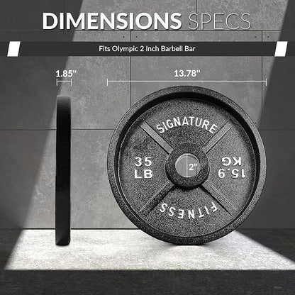 Deep Dish 2-Inch Olympic Cast Iron Weight Plates with E-Coating
