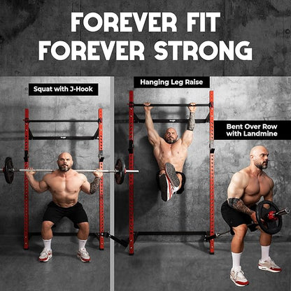 Yes4All Squat Rack for Home Gym, Adjustable Barbell Stand Rack, Multi-Function Weight Lifting, Dip Bar Station, Bench Press Rack Stand, Weight Plate Storage - Capacity Up to 600LBS