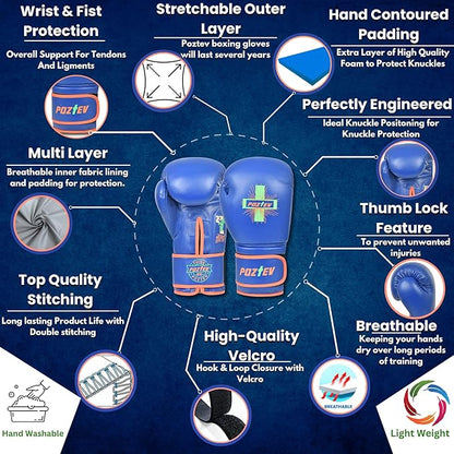 Boxing Gloves for Men & Women Professional Workout Gloves for Sparring, Heavy Bag Training - Muay Thai Focus Mitts Punching Bag Ideal for MMA & Kickboxing Gloves