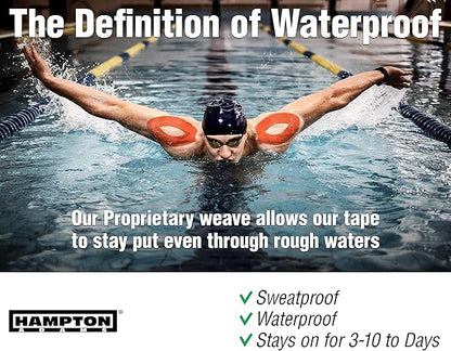 Hampton Adams | As Seen on Shark Tank | Elastic Kinesiology Tape (2-Pack) | Uncut Athletic Tape Supports & Protects Muscles Knees Shoulders & Plantar Fasciitis | Waterproof Hypoallergenic (Orange)