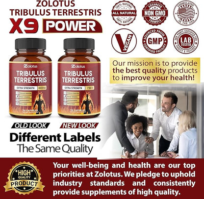 Tribulus Terrestris Capsules, High Potency with Ashwagndha, Panax Ginseng, Saw Palmetto, Maca, Shilajit. Boost Energy, Mood, Stamina, for Men & Women, 3 Months Supply.