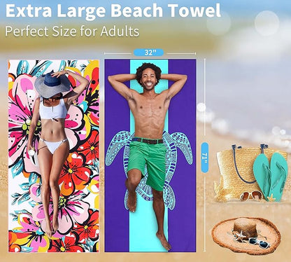 4 Pack Lightweight Thin Beach Towel Oversized 71"x32"