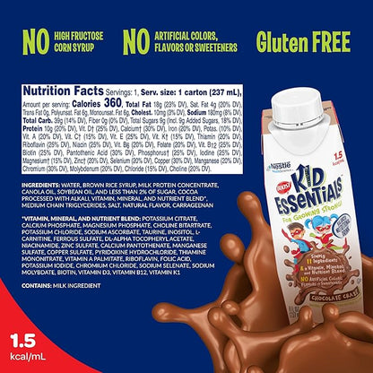 BOOST KID ESSENTIALS (1.5 kcal/mL) Chocolate Craze Nutritional Drink, 10g Protein, Vitamin C, D , B12, and Zinc, 8 Fl Oz (Pack of 24)
