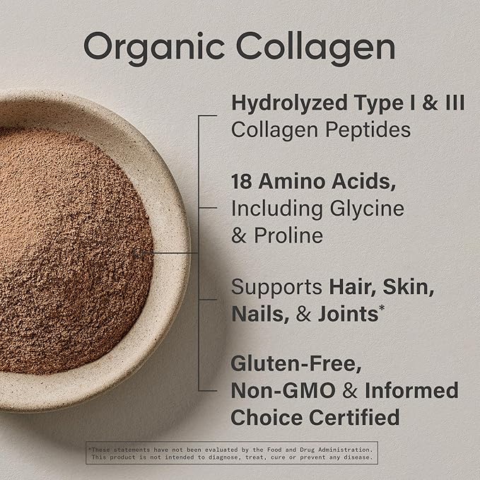 Sports Research Organic Collagen Peptides (Dark Chocolate) - Hydrolyzed Type I & III Collagen Protein Powder with Amino Acids - USDA Organic, Gluten Free, Sustainably Sourced - 30 Servings