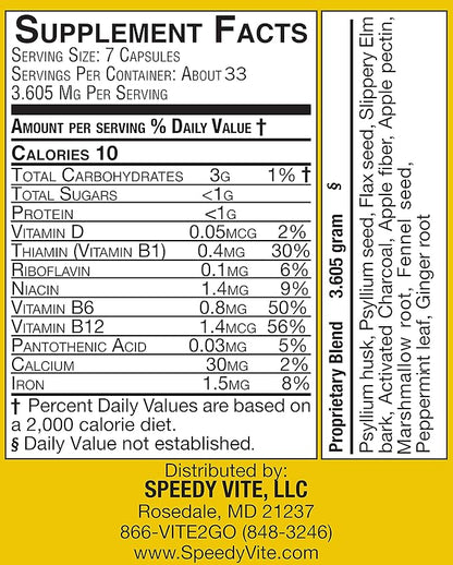 Colon Detox Supports Natural Removal of Toxins* Organic, Charcoal Psyllium Seed & Husk Flax Seed Apple Fiber/Pectin Slippery Elm Fennel- Powder in 230 Veg Caps