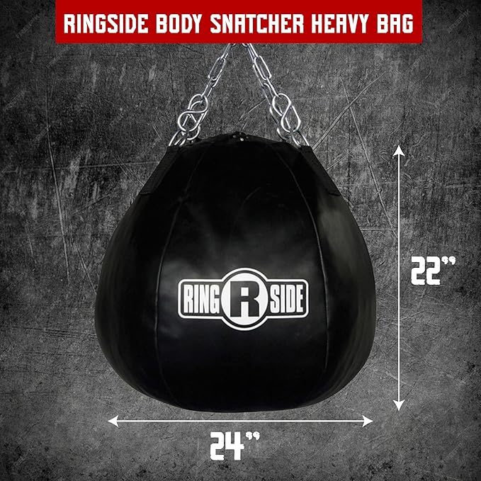 Ringside Body Snatcher Heavy Bag, Soft-Filled, Synthetic Leather Punching Bag for Boxing, MMA, Muay Thai, and More, Includes Heavy-Duty Chain and S-Hooks Connections, 65 Pounds, 22" x 24"