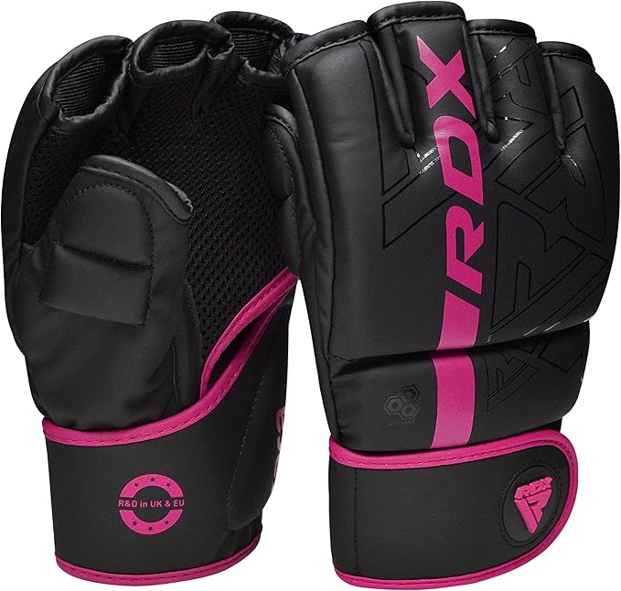 RDX MMA Gloves Grappling Sparring, Pre-Curved Mixed Martial Arts Mitts Men Women Boxing Gloves, Maya Hide Leather Kara Cage Fighting Workout, Combat Sports Training, Muay Thai, Punching Bag Kickboxing