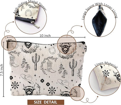 Western Makeup Bag, Western Gifts for Women, Western Stuff for Women, Cow Makeup Bag, Cowgirl Gifts, Cowgirl Stuff