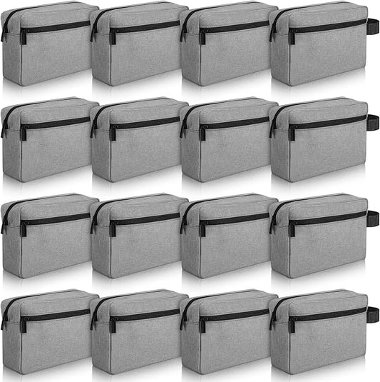 Paterr 16 Pcs Travel Toiletry Bag for Women Men Large Water Resistant Shaving Bag Hanging Cosmetic Bag with Handle and Divider Storage Travel Pouch Case (Gray)