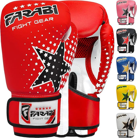 Farai Kids Boxing Gloves 6-oz Kickboxing Muay Thai Training MMA Sparring Gloves, Best Gloves for Training on Punching Bag, Focus Pads Practice