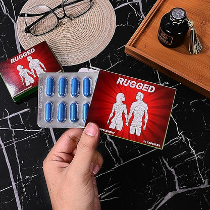 Rugged Male Enhancing Supplement for Men. Fast Acting Male Libido Booster for Men With 10 Potent Ingredients - Tongkat Ali + 9 More for Blood Flow, Energy, Stamina, Endurance, Performance 10 Capsules