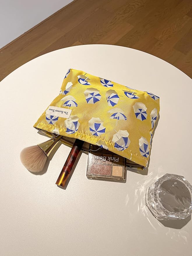 Summer Swan | Large Floral Mid-day Clutch | Period Kit & Hygiene Skincare Bag (Umbrella Yellow)