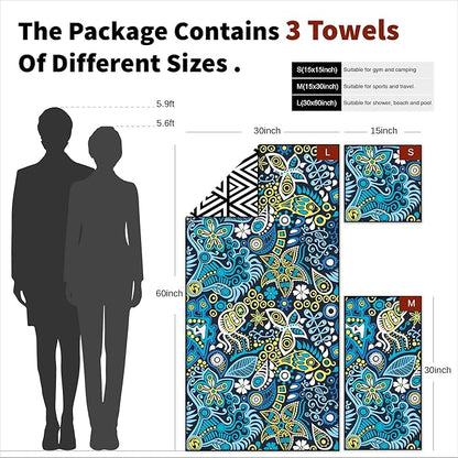 4Monster Camping Towels 3 Size at 1 Pack