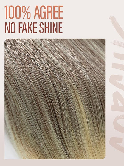 GORGIUS Straight Glueless Wig with Bangs Ash Brown to Blonde Layered Hair Ready-to-Go Synthetic Bang Wigs with Realistic Scalp 24 Inch