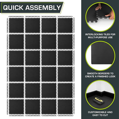 ProsourceFit Extra Thick Puzzle Exercise Mat ¾” and 1"