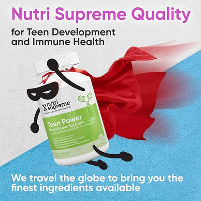 Nutri Supreme Teen Multivitamin for Boys and Girls 12-17, Best Kosher One Per Day Teen Vitamins, Formulated for Teen Development and Immune Health, 30 Capsules
