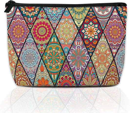 Vintage Wood Panel Love Starfish Makeup Bag for Purse, Waterproof Funny Cosmetic Bag for Women, Zipper Travel Pouch Gift 9.5×5.9 Inch