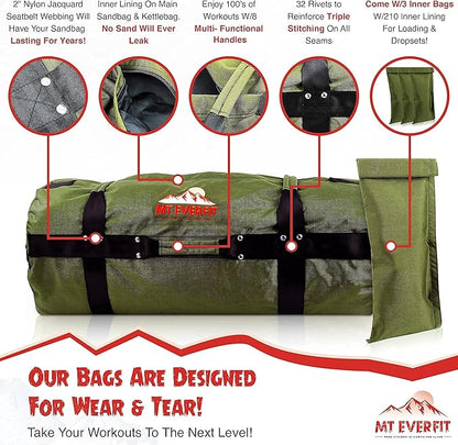 Sandbag Workout Bag & Sandbag Kettlebell Set - 1050 Cordura 8 Thick 3 Inner