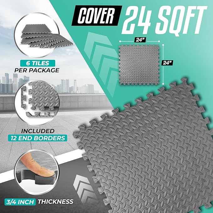 Yes4All 24SQFT-120SQFT Puzzle Exercise Mat for Home Gym