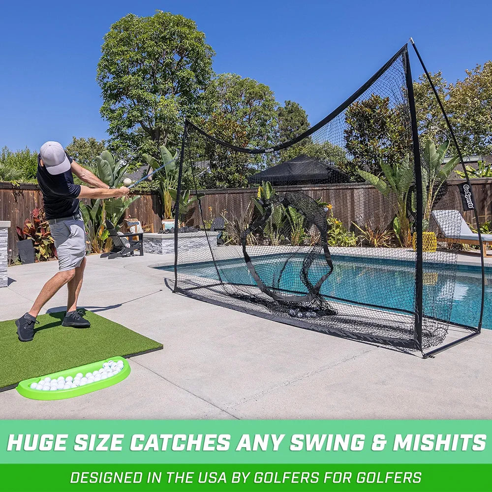 GoSports Golf Practice Hitting Net - Choose Between Huge 10 x 7 ft or 7 x 7 ft Nets - Personal Driving Range for Indoor or Outdoor Use - Designed by Golfers for Golfers