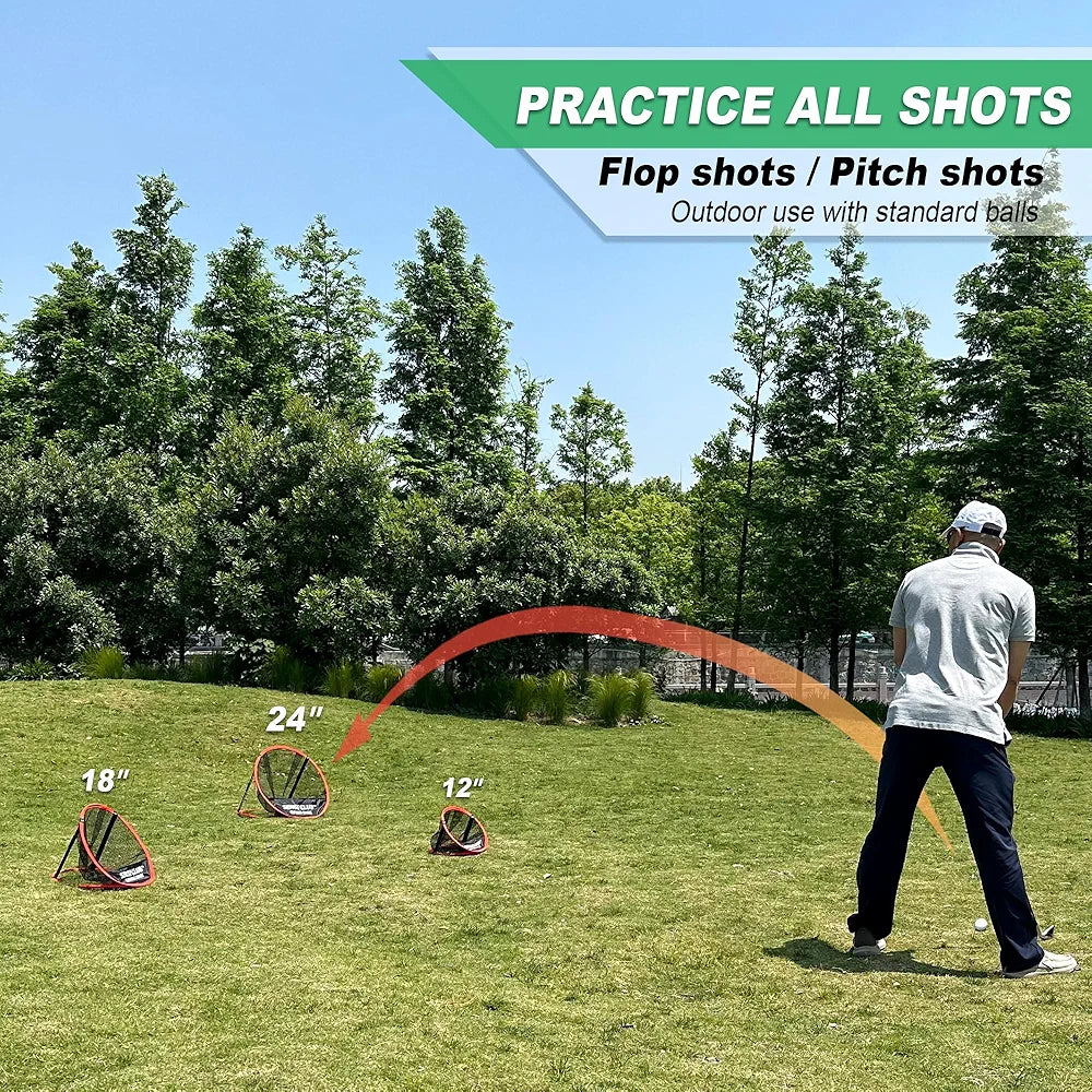 Foldable Chipping Net with Mat & Balls, Indoor Golf Practice Chipping Target, Backyard Golf Game & Gifts