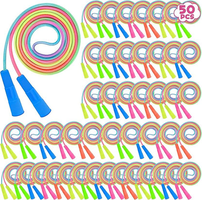 Kids Jump Rope, Colorful Gradient Nylon Skipping Ropes for Children, 7.55FT Adjustable Length, Plastic Handles, Lightweight Jumping Ropes for Schools, Events, and Family Fun