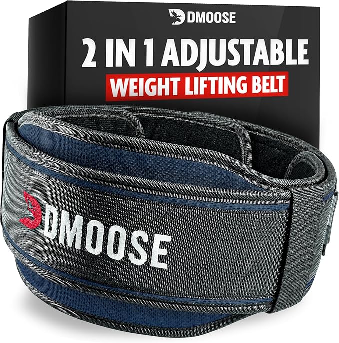 DMoose Weight Lifting Belt for Men & Women 2 in 1 Adjustable 4" 6" 6" Width