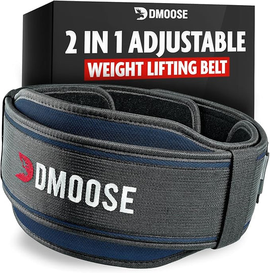 DMoose Weight Lifting Belt for Men & Women 2 in 1 Adjustable 4" 6" 6" Width