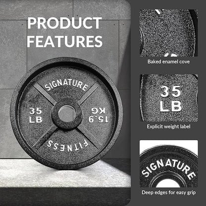 Deep Dish 2-Inch Olympic Cast Iron Weight Plates with E-Coating