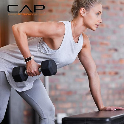 CAP Barbell 150 LB Coated Hex Dumbbell Weight Set with Vertical Rack | Multiple Options
